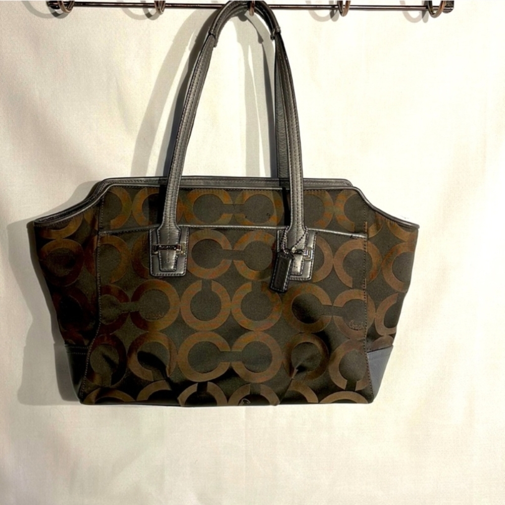 Coach Taylor Op Art "Alexis" Brown Shoulder Bag